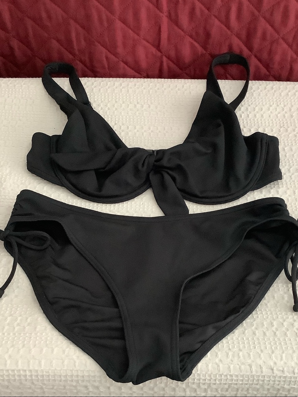 Triumph Black Tie-Front Bikini Set